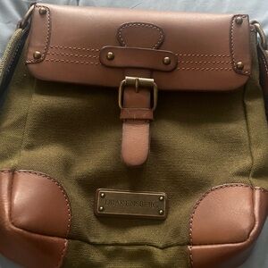 Olive and Tan Leather Crossbody Bag